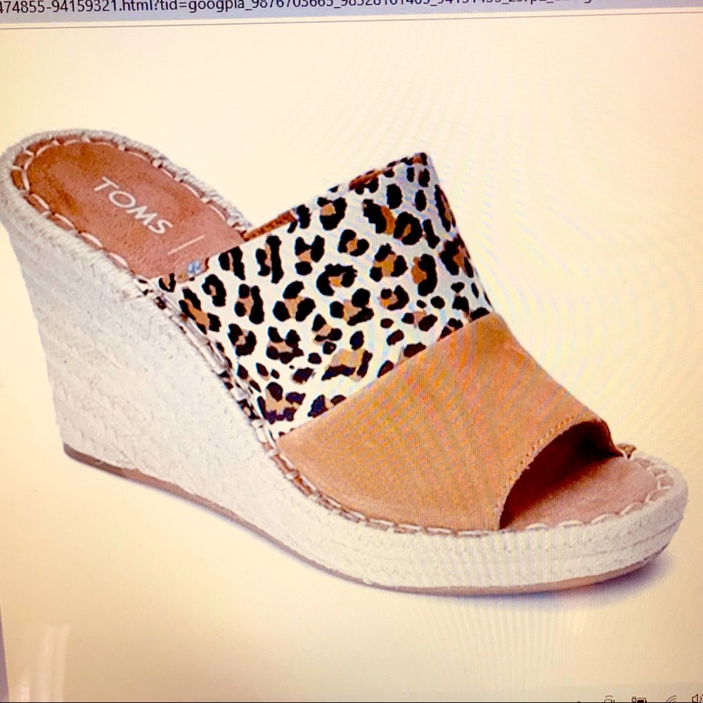 Toms Monica Leopard Suede Espadrille Wedge Mules